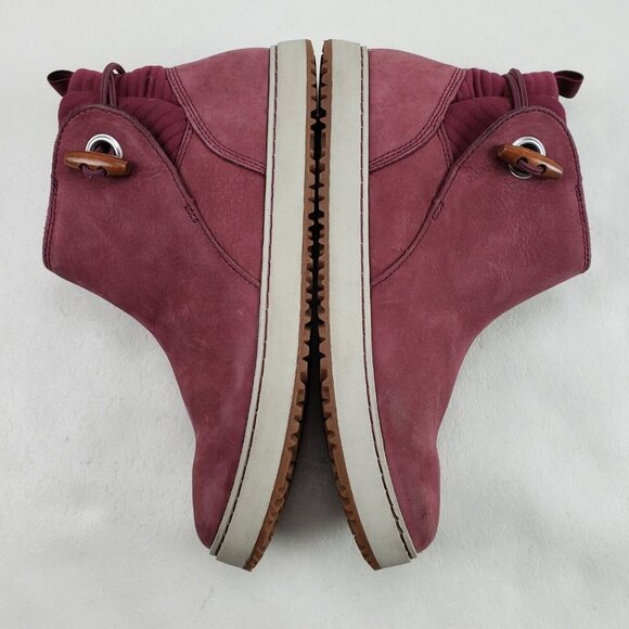 LL Bean Mountainside Toggle Boots Womens 10 Red Nubuck Leather Ankle Pull On - Picture 6 of 13